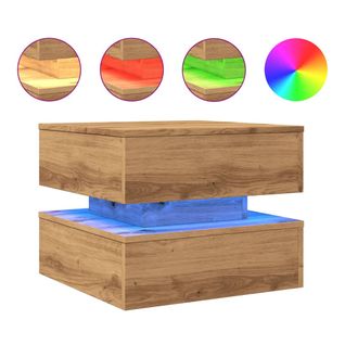 Table Basse De Salon Design Moderne Avec Lumières LED 50 X 50 X 40 Cm Bois D'ingénierie Couleur Ch