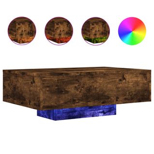 Table Basse De Salon Design Moderne Avec Lumières LED 85 X 55 X 31 Cm Marron Dec037622