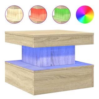 Table Basse De Salon Design Moderne Avec Lumières LED 50 X 50 X 40 Cm Bois D'ingénierie Couleur Ch