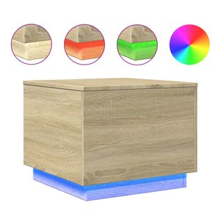 Table Basse De Salon Design Moderne Avec Lumières LED 50 X 50 X 40 Cm Bois D'ingénierie Couleur Ch