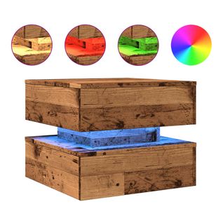 Table Basse De Salon Design Moderne Avec Lumières LED 50 X 50 X 40 Cm Bois D'ingénierie Marron Dec