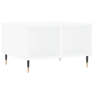 Table Basse Avec 4 Compartiments Ouverts Design Moderne 60 X 50 X 36,5 Cm Bois D'ingénierie Blanc