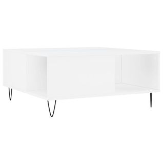 Table Basse Design Moderne Et Contemporaine 80 X 80 X 36,5 Cm Bois D'ingénierie Blanc Et Métal Dec