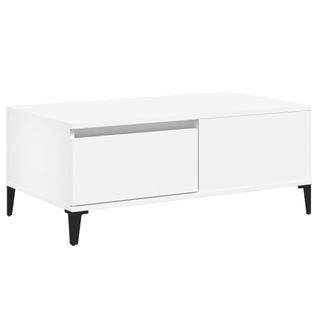 Table Basse Avec Tiroir Design Moderne Et Contemporaine 90 X 50 X 36,5 Cm Bois D'ingénierie Blanc