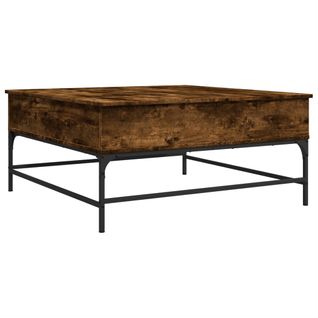 Table Basse Avec 2 Compartiments Cachés Design Rustique 95 X 95 X 45 Cm Bois D'ingénierie Marron E