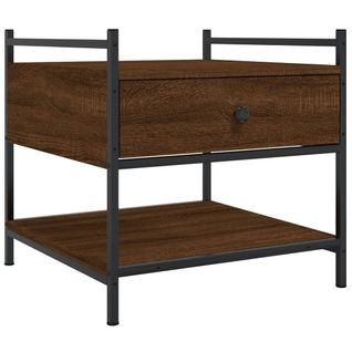 Table Basse Avec Tiroir Et Étagère Design Industriel Moderne 50 X 50 X 50 Cm Bois D'ingénierie Mar