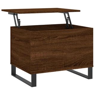 Table Basse Avec Plateau Relevable Design Rustique 60 X 44,5 X 45 Cm Bois D'ingénierie Marron Et M