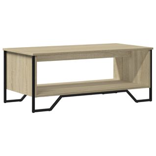 Table Basse Design Industriel Moderne 100 X 51 X 40 Cm Bois D'ingénierie Couleur Chêne Et Métal De