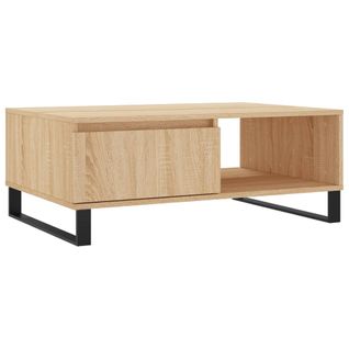 Table Basse Avec 2 Compartiments Design Rustique Industriel 90 X 60 X 35 Cm Bois D'ingénierie Coul