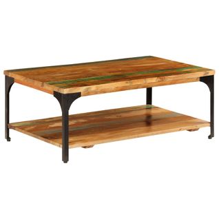 Table Basse Avec Étagère Design Industriel 100 X 60 X 35 Cm Bois De Récupération Marron Coloré Cad