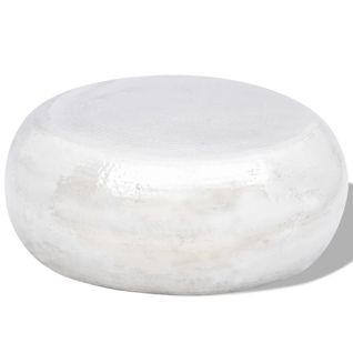 Table Basse Design Moderne Et Contemporaine Martelée En Aluminium Argenté Dec039515