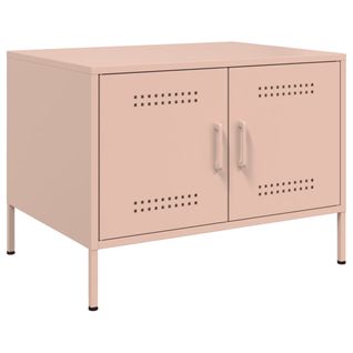Table Basse Avec Deux Compartiments Design Industriel Moderne 68 X 50 X 50,5 Cm Acier Rose Dec0399