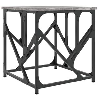 Table D'appoint Style Industriel 45 X 45 X 47,5 Cm Bois D'ingénierie Gris Et Métal Dec040015