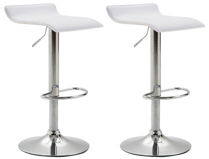 Lot De 2 Tabourets De Bar Design Minimaliste Hauteur Réglable Repose-pieds En Pvc Blanc Et Métal