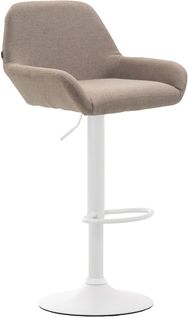 Tabouret De Bar X1 Avec Repose-pieds Et Accoudoirs En Tissu Taupe Piètement En Trompette Métal Bla