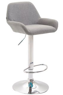 Tabouret De Bar X1 Avec Repose-pieds Et Accoudoirs En Tissu Gris Piètement En Trompette Métal