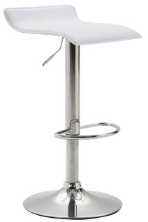 Tabouret De Bar X1 Design Minimaliste Hauteur Réglable Repose-pieds En Pvc Blanc Et Métal Chromé 1