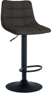 Tabouret De Bar X1 Moderne En Tissu Gris Foncé Motif Matelassé Piètement Trompette Métal Noir 10_0