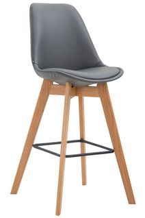 Tabouret De Bar X1 Style Scandinave Avec Assise En Simili Gris Et Structure En Bois Naturel 10