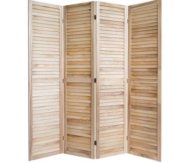 Paravent 4 Panneaux En Bois Pliable 160x170 Cm Par06065