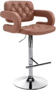Tabouret De Bar X1 Design Moderne Assise Capitonnée Simili Marron Pied Métal Chromé 10_0006090