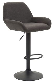 Tabouret De Bar X1 Repose-pieds En Forme D'arc En Métal Noir Assise En Tissu Gris Foncé 10_0006098