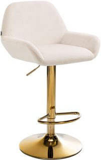 Tabouret De Bar X1 Avec Repose-pieds Et Dossier Bas Desig Moderne Assise En Velours Crème Cadre