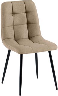 Chaise De Salle à Manger X1 Coutures Décoratives Carrées En Tissu Taupe Et Métal Noir 10_0007178