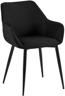 Chaise De Salle à Manger Bureau Salle D'attente X1 En Tissu Noir Et Métal Noir 10_0007179