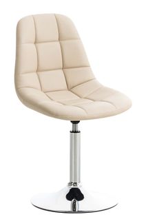Chaise Design Pivotante X1 Moderne Coutures Décoratives Carrées En Pvc Crème Et Métal Chromé 10_00