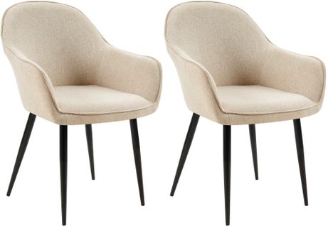 Lot De 2 Chaises De Salle à Manger Moderne Et Confortable En Tissu Taupe Et Pieds En Métal Noir 10