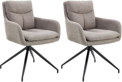 Lot De 2 Chaises De Salle à Manger Avec Accoudoirs Assise Fonction Pivotante En Tissu Taupe 10_000