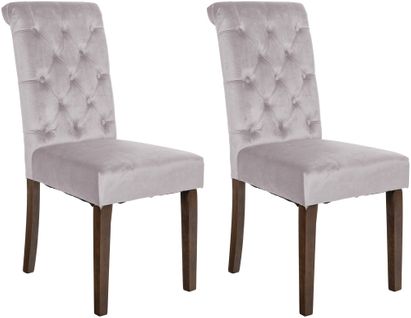 Lot De 2 Chaises De Salle à Manger Élégance Capitonnée Et Confort En Velours Taupe Cadre En Bois