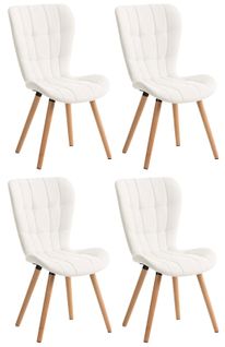 Lot De 4 Chaises De Salle à Manger Dossier Haut Coutures Décoratives Assise En Pvc Blanc 10_000765