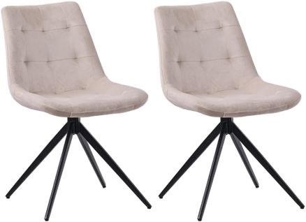 Lot De 2 Chaises Contemporaine Pivotante Avec Pieds Croisés En Métal Noir Et Assise En Velours
