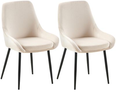 Lot De 2 Chaises De Salle à Manger Élégance Confort Design Moderne En Velours Crème