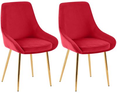 Lot De 2 Chaises De Salle à Manger Élégance Confort Design Moderne En Velours Rouge Structure Métal