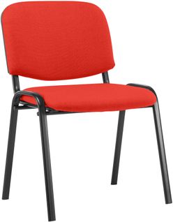 Chaise Visiteur Empilable Zone D'attente En Tissu Rouge Piètement à 4 Pieds En Métal Noir 10_00083