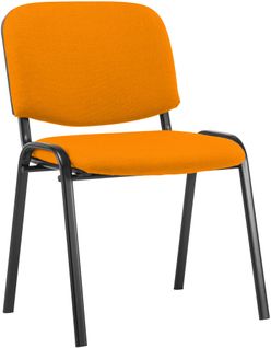 Chaise Visiteur Empilable Zone D'attente En Tissu Orange Piètement à 4 Pieds En Métal Noir 10_0008