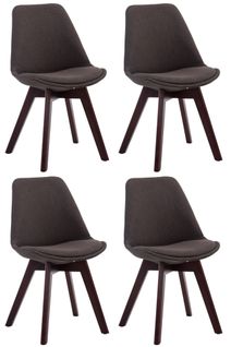 Lot De 4 Chaises De Salle à Manger Design Scandinave En Tissu Gris Foncé Et Piètement à 4 Pieds En