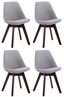Lot De 4 Chaises De Salle à Manger Design Scandinave En Tissu Gris Et Piètement à 4 Pieds En Bois