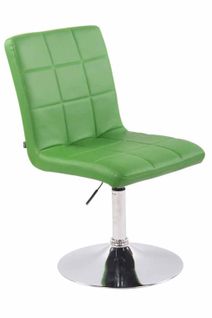 Chaise De Salle à Manger X1 Pivotante Réglable En Hauteur Coutures Carrées Simili Vert Et Pied