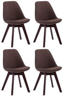 Lot De 4 Chaises De Salle à Manger Design Scandinave En Tissu Marron Et Piètement à 4 Pieds En Boi