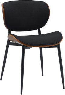 Chaise De Salle à Manger X1 Design En Tissu Noir Avec Coque Bois Noyer Structure Métal Robuste 10_