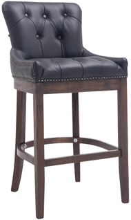 Tabouret De Bar X1 Avec Assise En Cuir Véritable Bois Véritable Cuir Noir 10_0005053
