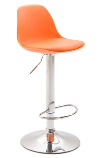 Tabouret De Bar X1 Design Hauteur Réglable Assise En Similicuir Orange Et Piètement Métal 10_00050