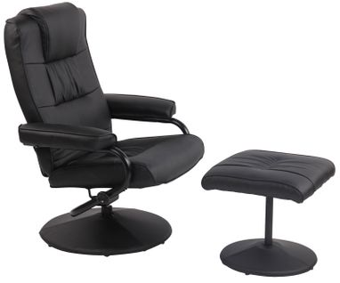 Fauteuil Inclinable Avec Repose-pieds Simili Noir Et Piètement Métal 10_0003619