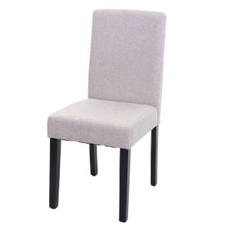 Chaise De Salle à Manger Cuisine En Tissu Beige Crème Pieds En Bois Foncés Design Moderne 04_00023