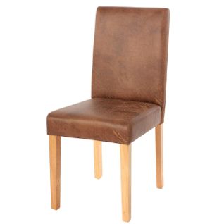 Chaise De Salle à Manger Cuisine En Tissu Imitation Daim Marron Vintage Pieds En Bois Clair Design