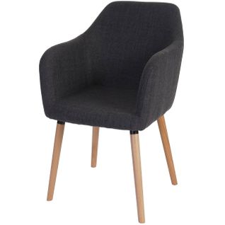Chaise à Manger Bureau Rétro 50s En Tissu Gris Pieds En Bois Clair 04_0002367